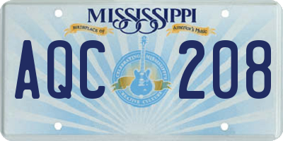 MS license plate AQC208