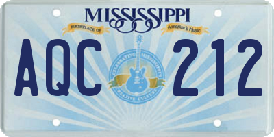 MS license plate AQC212