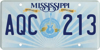 MS license plate AQC213