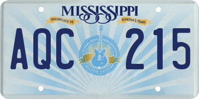 MS license plate AQC215