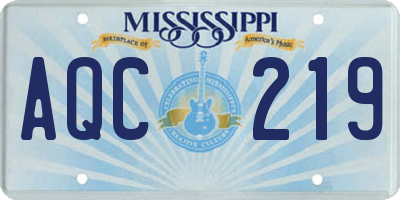 MS license plate AQC219