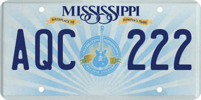 MS license plate AQC222