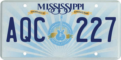 MS license plate AQC227