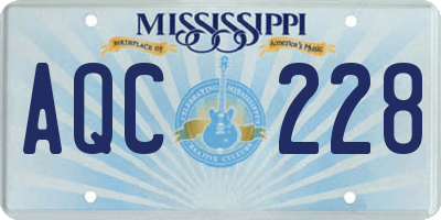 MS license plate AQC228