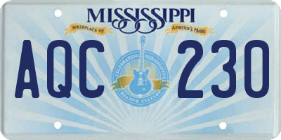 MS license plate AQC230