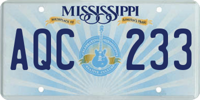 MS license plate AQC233