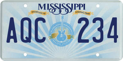 MS license plate AQC234
