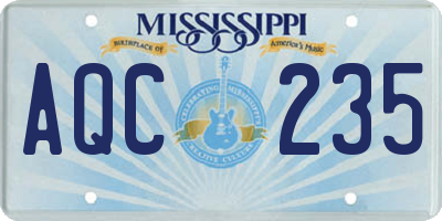 MS license plate AQC235