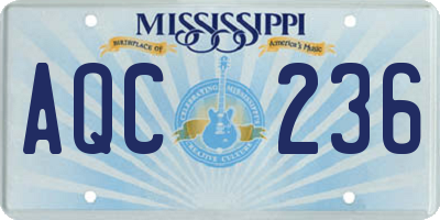 MS license plate AQC236