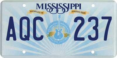 MS license plate AQC237