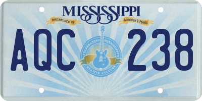 MS license plate AQC238