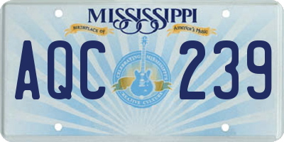 MS license plate AQC239