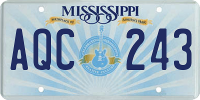 MS license plate AQC243