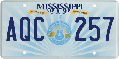 MS license plate AQC257
