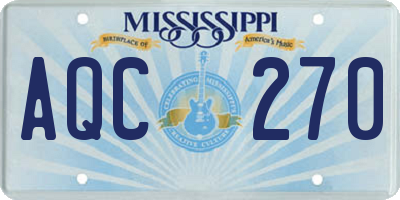 MS license plate AQC270
