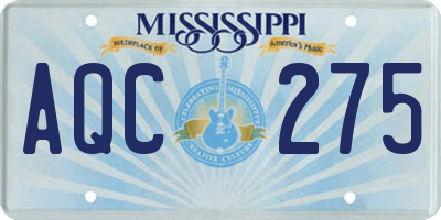 MS license plate AQC275