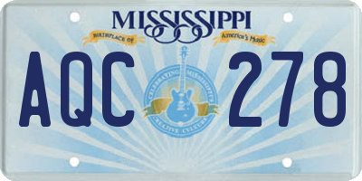 MS license plate AQC278