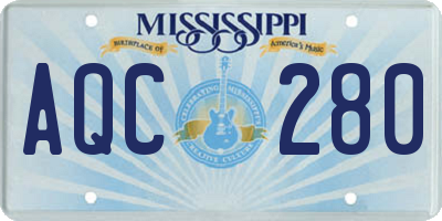 MS license plate AQC280