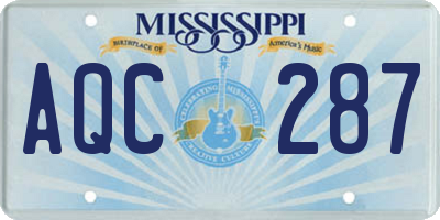 MS license plate AQC287