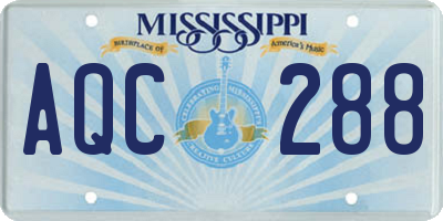 MS license plate AQC288