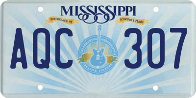 MS license plate AQC307