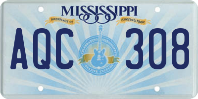 MS license plate AQC308