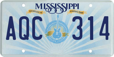 MS license plate AQC314