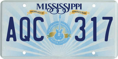 MS license plate AQC317