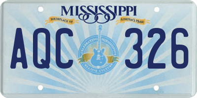 MS license plate AQC326