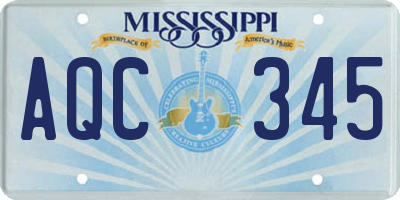 MS license plate AQC345