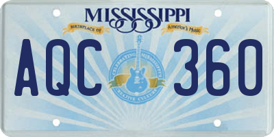 MS license plate AQC360