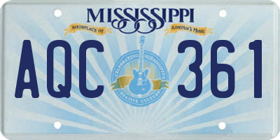 MS license plate AQC361