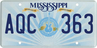 MS license plate AQC363