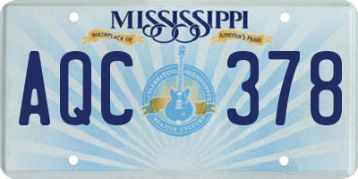 MS license plate AQC378