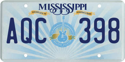 MS license plate AQC398