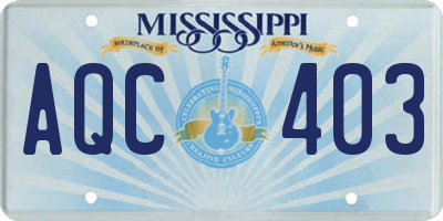 MS license plate AQC403