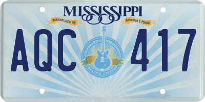 MS license plate AQC417