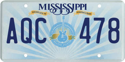 MS license plate AQC478