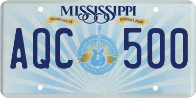 MS license plate AQC500