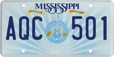 MS license plate AQC501