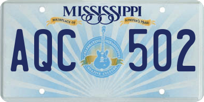 MS license plate AQC502
