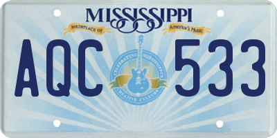 MS license plate AQC533