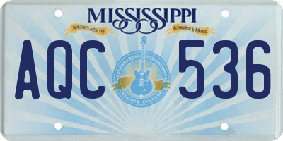MS license plate AQC536