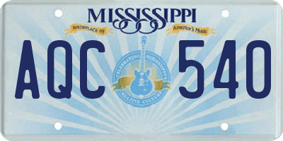 MS license plate AQC540