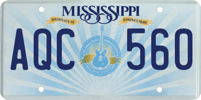 MS license plate AQC560
