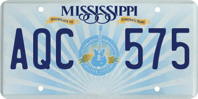 MS license plate AQC575