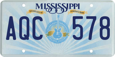 MS license plate AQC578