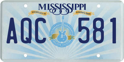 MS license plate AQC581