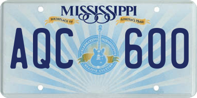 MS license plate AQC600