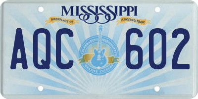 MS license plate AQC602